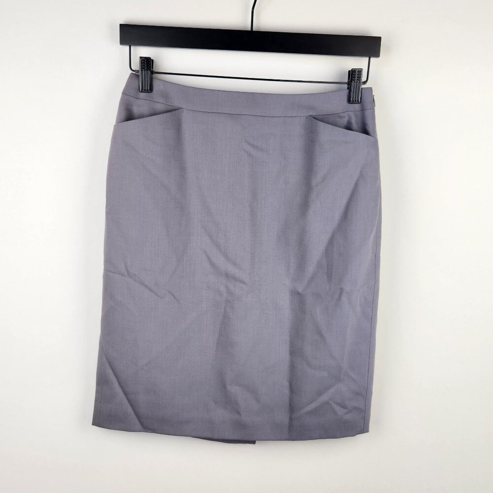 NWT Talbots Italian Wool Stretch Mini Pencil Skirt Gray sz 4P